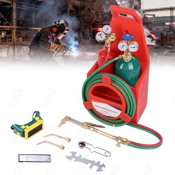 Ynce Oxy Acetylene Torch Kit, Torch Set with Cutting Torches, Oxygen Acetylene Cutting Brazing Welding Torch Kit with Oxy Acetylene Tanks, Regulators & Hoses