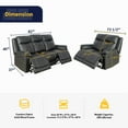 thumbnail image 2 of Ainehome3 Pieces Faux Leather Reclining Configurable Living Room Set, 2 of 5