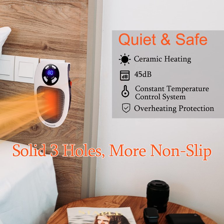 Space Heater,Portable Wall outlet Space Heater with Thermostat and Timer  and Led Display,300 W Safe and Quiet Ceramic Heater Fan, Compact for Office  Dorm Room. (White) - Walmart.com