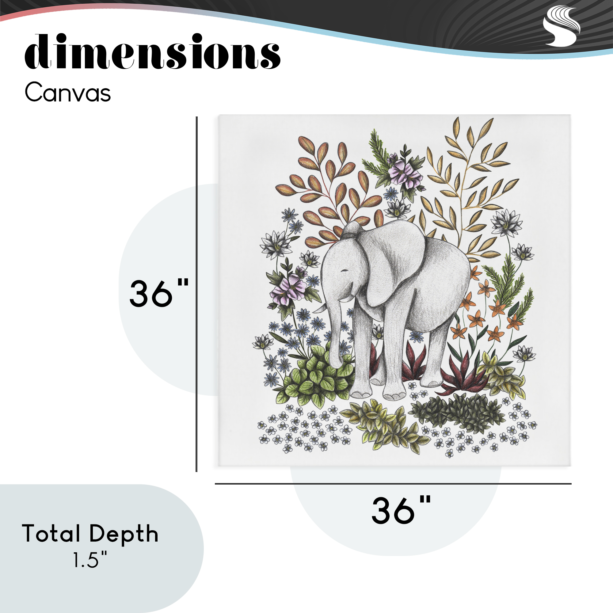 Jungle Wildlife Elephant Canvas Wall Art, design by Cecilia Battaini