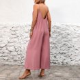 thumbnail image 5 of JULMCOMO Jumpsuits for Women Scoop Neck Adjustable Spaghetti Strap Loose Fit Summer Romper Low Back Sleeveless Wide Leg Flowy Jumpsuits Pink XXL, 5 of 7
