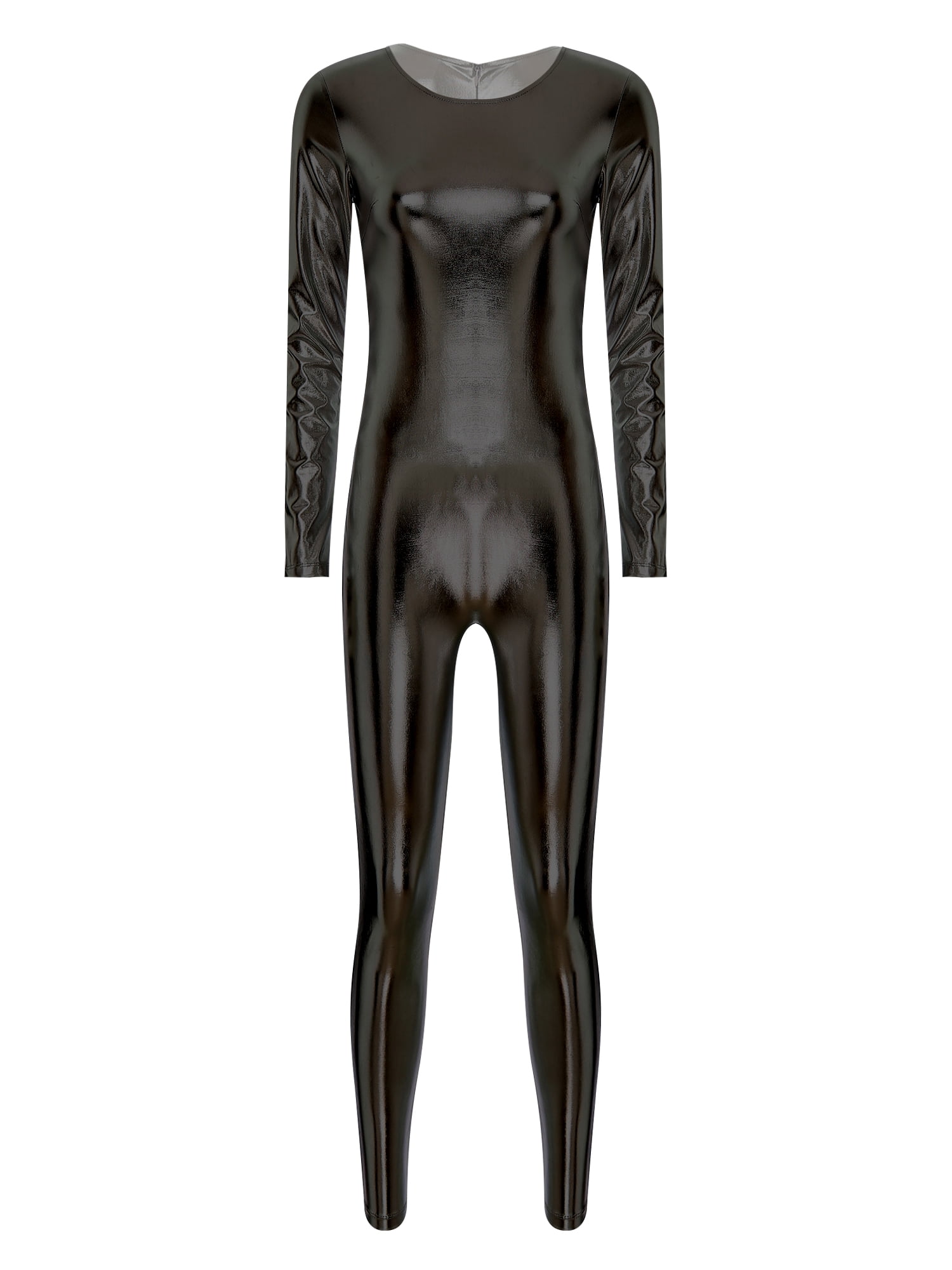 CHICTRY Womens Metallic Shiny Full Body Jumpsuit Long Sleeve