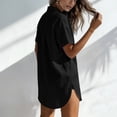 thumbnail image 5 of Tqcoqu Womens Linen Button Down Shirt Rolled Cuffed Short Sleeve Blouse Ladies Summer Casual V Neck Beach Cotton Tops,Black Women's S-XXL, 5 of 6