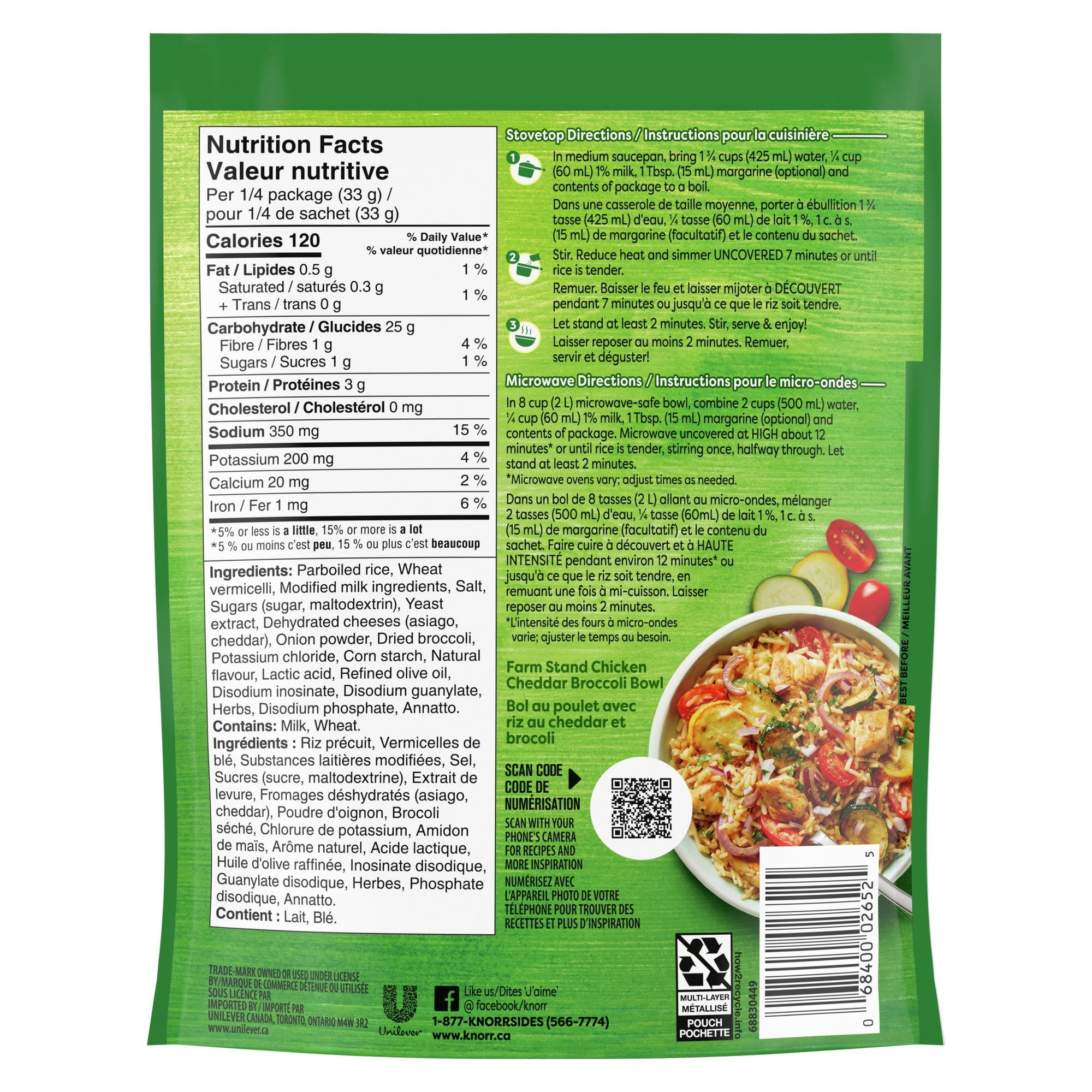 Plats d'accompagnement de Riz Knorr Sidekicks Cheddar & Brocoli 130 g Plats d'accompagnement