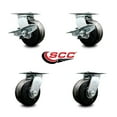 thumbnail image 2 of 6 Inch Phenolic Wheel Heavy Duty Top Plate Swivel Caster Set with 2 Brakes SCC, 2 of 2