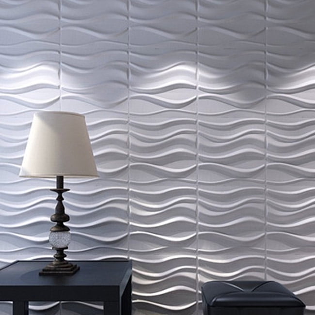 Art3d A21031 Decorative 3D Wavy Wall Panels, 19.7"x19.7" White, 12