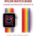 thumbnail image 2 of Correa de reloj de nylon compatible con Apple Watch 7 bandas 44 mm 41 mm 45 mm Reemplazo para Iwatch Series Se / 6/5/4/3/2/1, correas transpirables elásticas ajustables Feliz Sencillez, 2 of 5