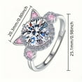 thumbnail image 5 of S925 Sterling Silver Cute Cat Ring Female Pink Cat Paw Ring Female Decoration Cute Cat Open Ring,Silvery,925 Silver, 5 of 6