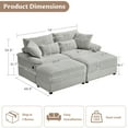 thumbnail image 2 of Alvantor 74" Sofa Loveseat with Reversible Ottoman & USB Port Corduroy Chaise Couch for Living Room Gray, 2 of 8