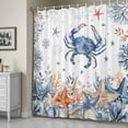 thumbnail image 5 of Oceans Marine Life Shower Curtain, Coastal Orange Blue Crabs Starfish Corals Waterproof Shower Curtain Set with 12 Hooks Lightweight Bath Curtains Fabric Bathroom Decor 72x84 Inches, 5 of 9