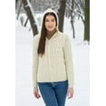 thumbnail image 4 of SAOL 100% Merino Wool Ladies Hooded Zipped Cardigan Sweater (Natural, L), 4 of 4