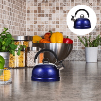 LOLIPPYY 1Pc Blue Stainless Steel Kettle with Whistle for Home Users