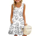 thumbnail image 4 of Lumtrix Girls Cute Paintable Doodle Colour Dress Summer Sleeveless A-Line Casual Beach Sundress with Pockets for 3-14 Years Zebra 140, 4 of 8
