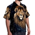 thumbnail image 2 of Leo Constellation Men's Short Sleeve Poplin Shirt, Casual Button Down Shirts, Printed Summer Beach Shirt, Unisex Casual Button Down Top, 2 of 6