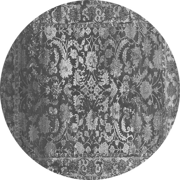 Ahgly Company Indoor Round Abstract Gray Contemporary Area Rugs, 3' Round