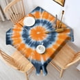 thumbnail image 2 of Orange Blue White Tie Dye Mandala Pattern Square Tablecloth,Waterproof Square Table Cover,Wipeable Spillproof Washable Table Cover for Home Kitchen Party Decor 42"X42"(107x107cm), 2 of 6