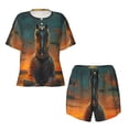 thumbnail image 4 of Picia Sunset Prairie Meditating Horse Pajamas Sets for Women Soft Short-Sleeved Pjs with Lounge Shorts Two Piece Sleepwear-Medium, 4 of 9