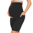 thumbnail image 6 of Cuifonique Women's Over Belly Maternity Shorts - High Waisted Yoga Lounge with Pocket(L, Black), 6 of 7