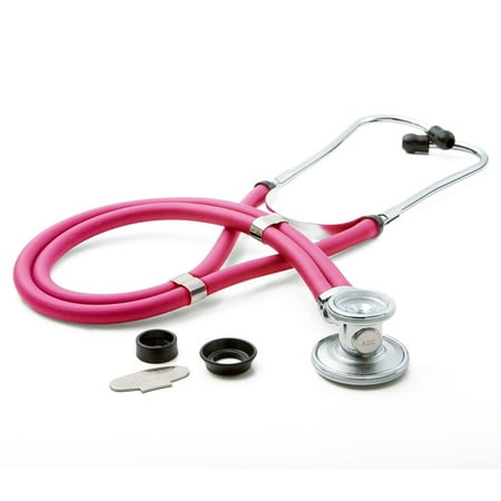 Adscope 641 Sprague Stethoscope with 5 Interchangeable Chestpiece Options, 30" Length, Neon Pink, 5 chestpiece fittings for use on virtually any patient By ADC