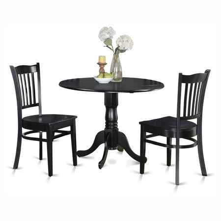 East West Furniture Dublin 3 Piece Drop Leaf Dining Table Set with ... East West Furniture Dublin 3 Piece Drop Leaf Dining Table Set with ...
