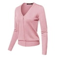 thumbnail image 3 of FashionOutfit Women's Basic Solid V-Neck Button Closure Long Sleeves Sweater Cardigan, 3 of 6