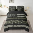 thumbnail image 2 of Manfei Retro American Flag Twin Bedding Sets 7-Piece, Grey Geometric Abstract Bedding Comforter Set, Camouflage Reversible Sheet Sets, Microfiber Bedroom Decor, 2 of 7