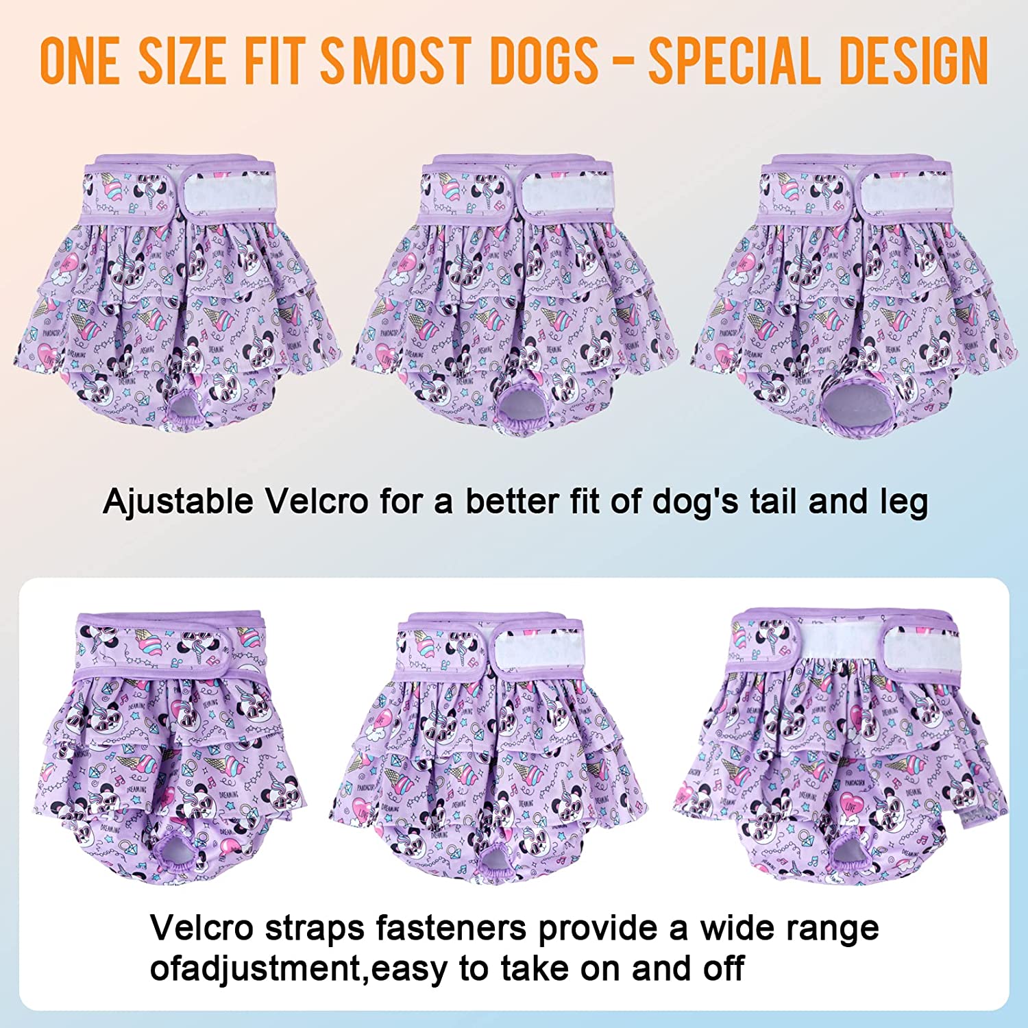 Premium Reusable Doggie Diapers，High Absorbency Leak-Proof Puppy Diapers for Female Dog in Heat, Period, Incontinence, Excitable Urination Girl Dog Diapers Dress