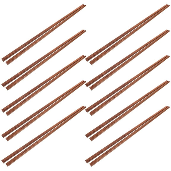 PENIKOKO 10 Pairs Long Wood Chopsticks for Home Cooking Heat Resistant Traditional Chinese Kitchen Utensil