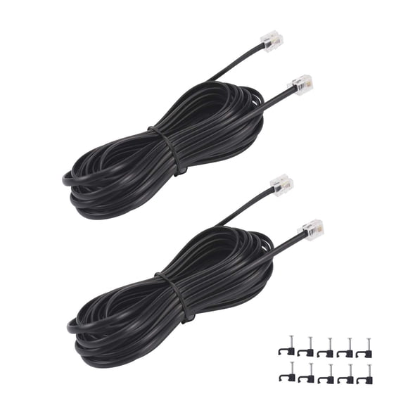 Cable de extensión telefónica YIENFBEV de 25 pies RJ11 6P4C, paquete de 2