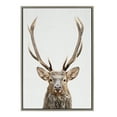 thumbnail image 2 of Kate and Laurel Sylvie The Red Deer Color Framed Canvas Wall Art by Simon Te of Tai Prints, 23x33 Gray, Rustic Forest Animal Deer Portrait Art, 2 of 6