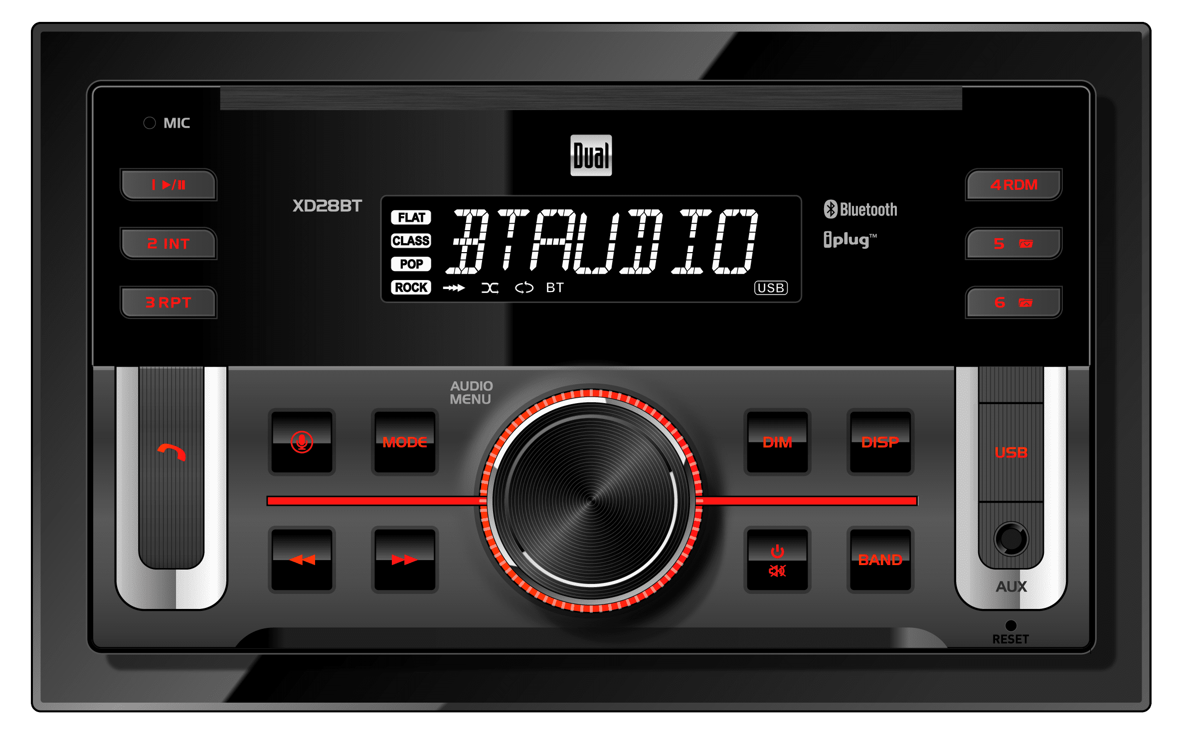 Dual Electronics XD28BT 7Character LCD Double Din Car Stereo Receiver