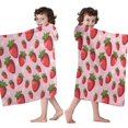 thumbnail image 4 of Strawberry Plants Fruit Flower Pink Pattern Hooded Bath Towel，60"x35" for Ages 3 To 12 Kids, Quick Dry Lightweight Soft Microfiber Hood Beach Towel Cover Up for Kids, 4 of 7