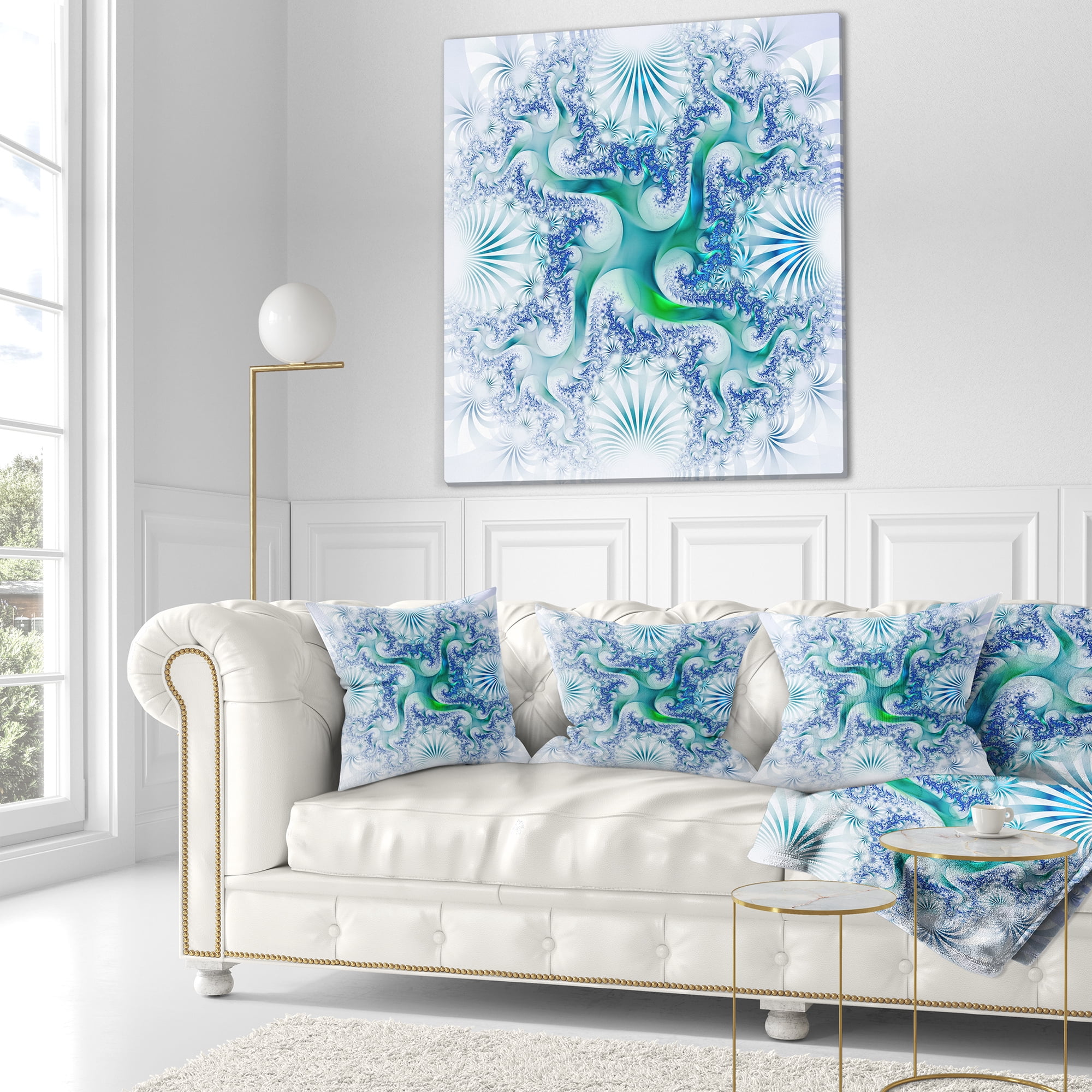 Designart 18" x 18" Blue Polyester Throw Pillow