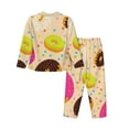 thumbnail image 2 of Wukai Donuts Print Women's Pajama Set - Soft Long Sleeve Sleepwear for Comfort and Style-X-Large, 2 of 9