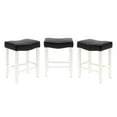 thumbnail image 3 of Costaelm Bulmon 24" Upholstered Antique White Counter Stools With Nail Head Trim (Set of 3), Black, 3 of 3