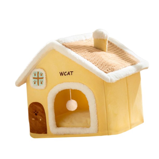 Casita cálida para gatos, cueva de invierno para mascotas, cojín grueso, resistente al viento, lavable, para dormir al gato S para mascota de 25 kg