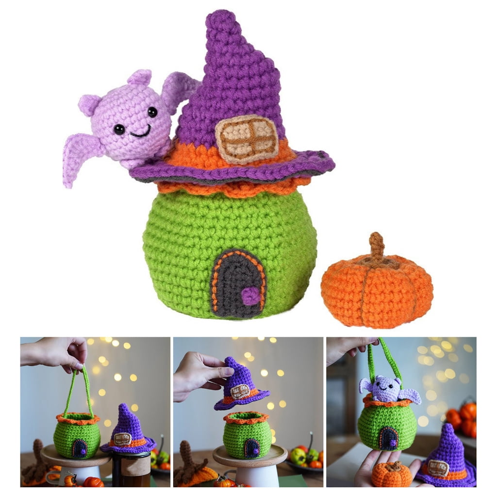 Halloween Candy House Crochet Set for Kid Adult, with Video Tutorial Instruction, Crochet Hook, Knitting Needle, Yarns