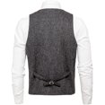 thumbnail image 3 of GFDYREE Men's Slim Fit Herringbone Tweed Suits Vest Premium Wool Blend Waistcoat, 3 of 7