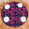 thumbnail image 2 of Pioneer Flower Floral Print Pattern Round Fitted Tablecloth with Elastic Edge,Dining Table Cover Waterproof,Outdoor Round Tablecloth for Camping,Dining,Indoor and Outdoor, 2 of 7