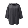 thumbnail image 4 of KHONTS Short Sleeve Hooded Sweaters for Women Plus Size Hoodies Fall Winter Cozy Knitted Drawstring Soft Pullover Tops Grey XXXL, 4 of 4