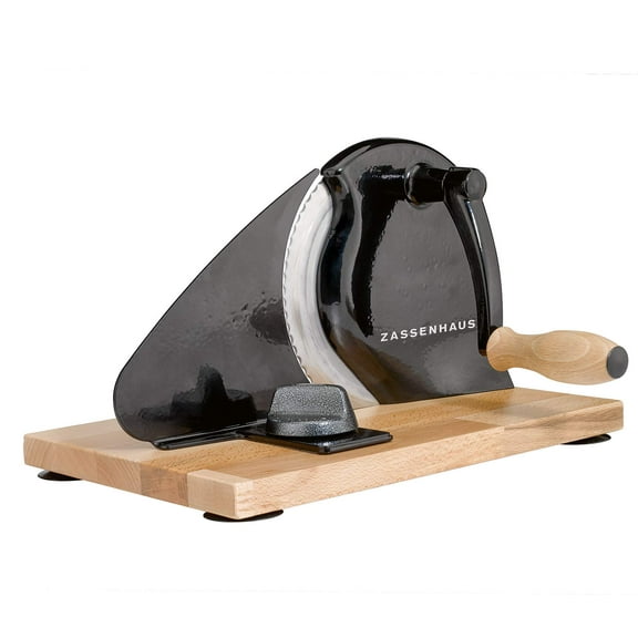 Zassenhaus Manual Bread Slicer, Classic Hand Crank Home Bread Slicer (Black) 11.75 Inch by 8 Inch