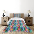 thumbnail image 4 of Ambesonne Geometric Quilted Bedspread Set 2 Pcs, Triangles, Twin Size, Multicolor, 4 of 5