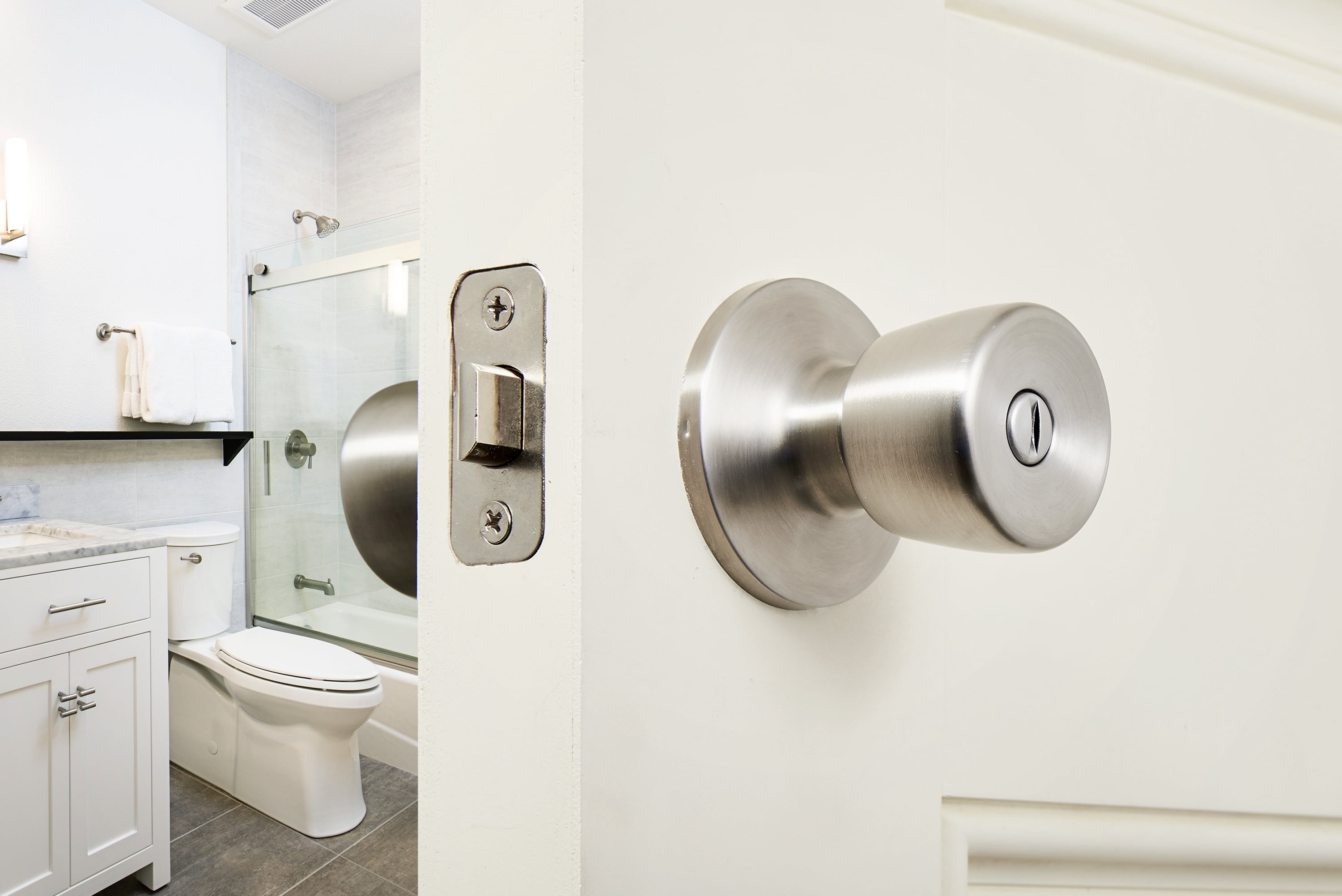 Hyper Tough Tulip Style Interior Privacy Doorknob in Stainless Steel Finish