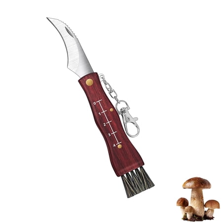 Mushroom Knife & Bristle Brush Fungus Knife Folding Outdoor Camping