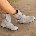 thumbnail image 6 of IEMIEMIEM Women's Ankle Boots Flat Casual Slouch Hidden Low Heel Fashion Suede Round Toe Slip On Zipper Booties Soft Fall Winter Dress Short Boots Comfortable Outdoor Snow Boots Gray 5.5 Wide, 6 of 6