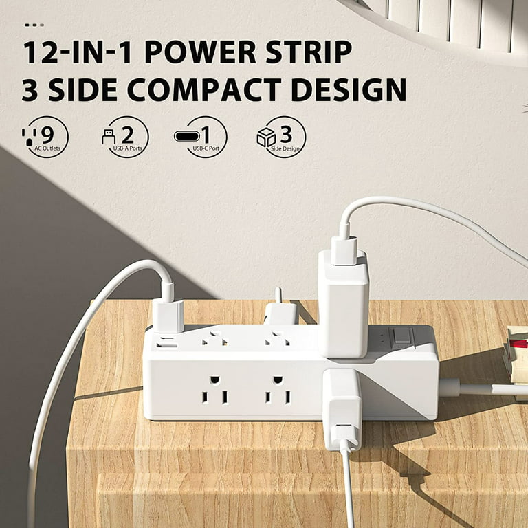 Link Wireless Desktop Power Station with Advanced Design & Fast Charging 3  USB Ports 2 AC Outlets Great for Offices, Dorms & More