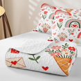 thumbnail image 4 of Manfei Valentine Rainbow Quilt Full, Cherry Tulip Flower Full Bedspread Sets, White Red Green, 3-Piece, 1 Coverlet and 2 Pillowcases, 4 of 7
