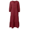 thumbnail image 3 of 2024 Summer Womens Boho Maxi Dresses V Neck Puff Sleeve Floral Flowy Swing Casual Long Dress Short Summer Dress Tee Shirt Dress Knee Length Long Sleeve Tunic Dress Athletic Dress Women Long Dress, 3 of 4