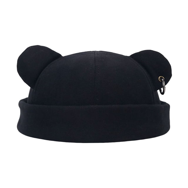 Gorro unisex con orejas de oso para otoño-invierno - Gorra sin visera de moda urbana con forro polar
