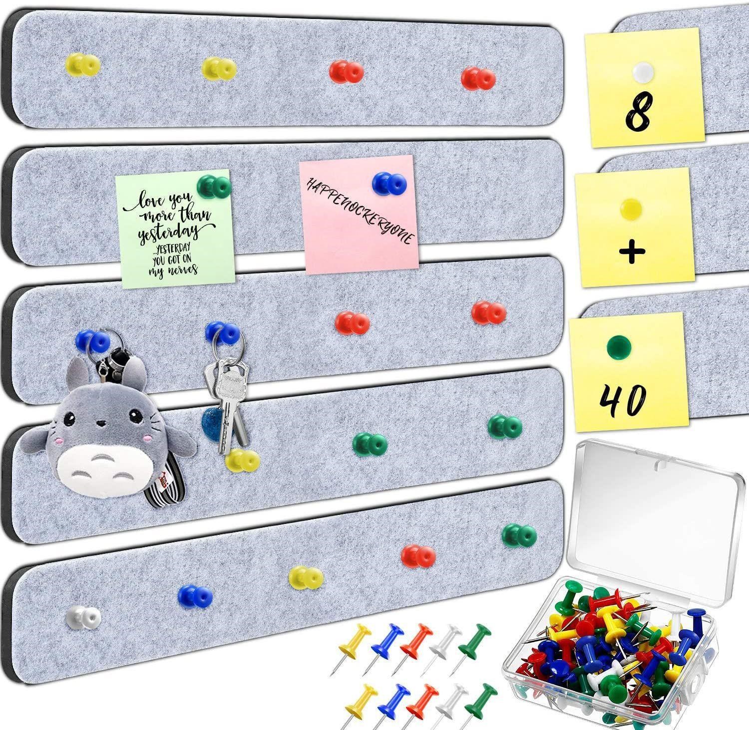 Cork Boards Strips 5 Packs Selfadhesive Bulletin Board Bar Strip Pin Felt Board Tiles with 35